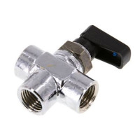 MK3 Mini kogelafsluiter 3-weg 3x binnenL-boring / 1/4'' BSP **